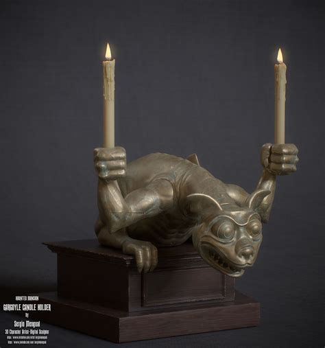 metal haunted house candle holder|haunted mansion gargoyle candle holder.